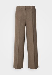 PANTS WIDE LEG HIGH WAIST PIPED POCKETS HOOK CLOSURE - Pantalon classique - shaded brown melange