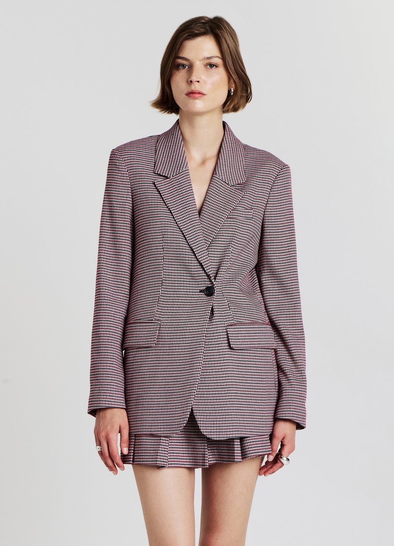 Calliope MONOPETTO PIED DE POULE - Blazer - var rosso scuro