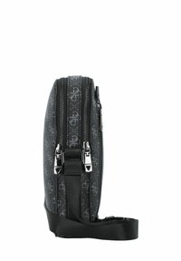 Borsa a spalla nera con zip, caratterizzata da un esterno pattern, hardware argentato e una tracolla regolabile. Profilo compatto e slanciato.