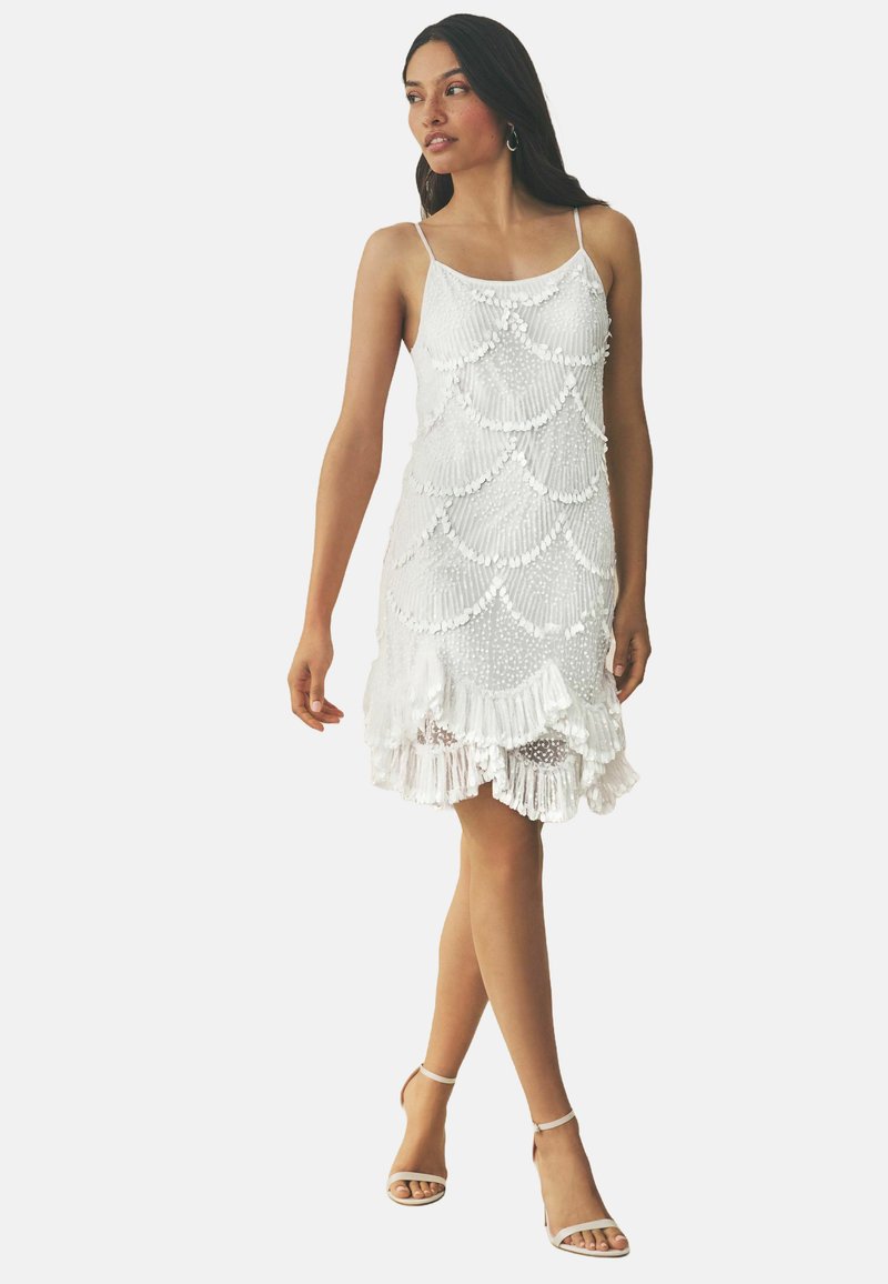 Next REGULAR FIT - STRAPPY SCALLOPED SEQUIN - Cocktail dress / Party dress  - white - Zalando