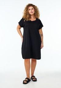 Zizzi - 2ER-PACK MIT KURZEN ÄRMELN - Jersey dress - black Thumbnail Image 1