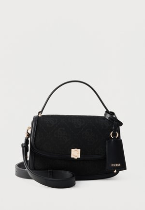 Borsa nera Guess con manico superiore, tracolla regolabile, motivo logo discreto e chiusura e targhetta color oro.