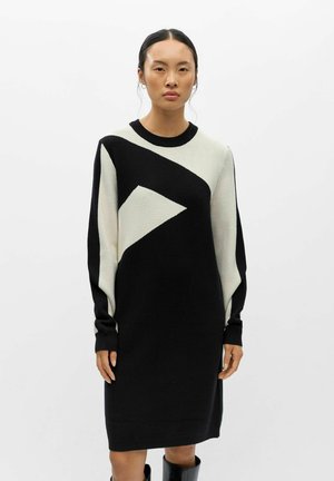 Object, KNITTED DRESS CONTRAST PANEL - Robe pull - black