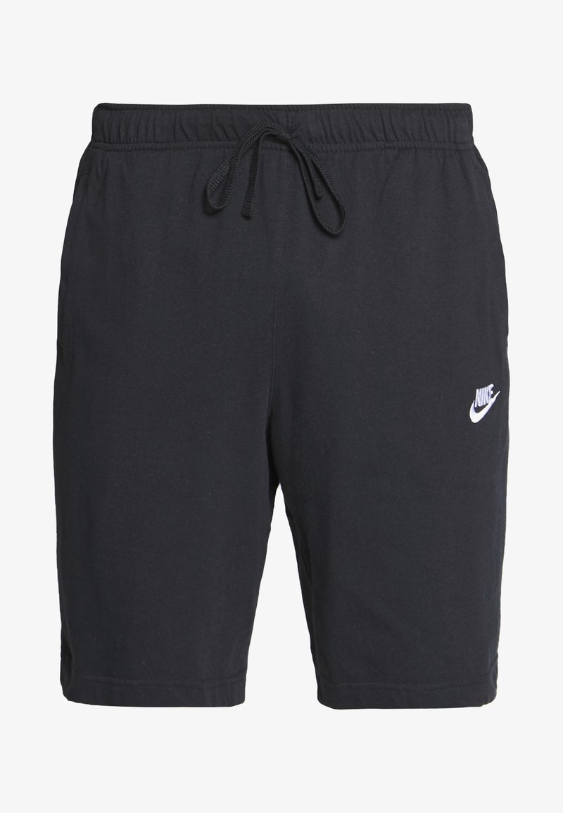Shorts de sport noirs Nike avec taille élastique et cordon, comportant un petit logo Nike blanc sur la cuisse gauche.