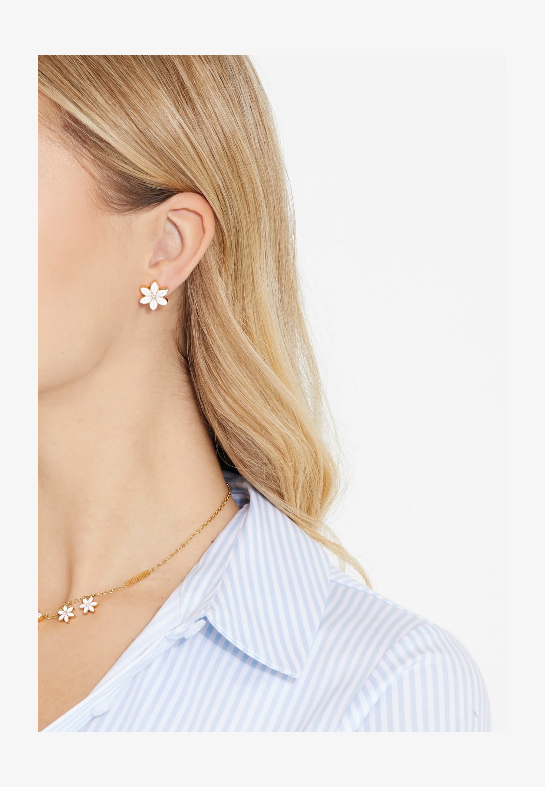 GUESS Orecchini Pendenti A Fiore Di Loto – Modello Lotus JUBE01344 – Metallo Non Prezioso