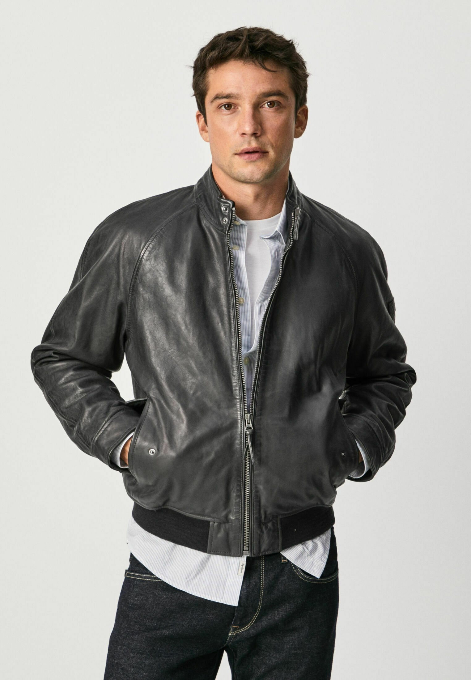 Pepe Jeans MOSES - Giacca di pelle - dark blue/blu scuro - Zalando