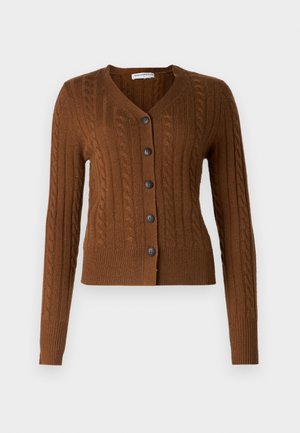 pure cashmere CLASSIC CABLE CARDIGAN - Kardiganas - deep camel
