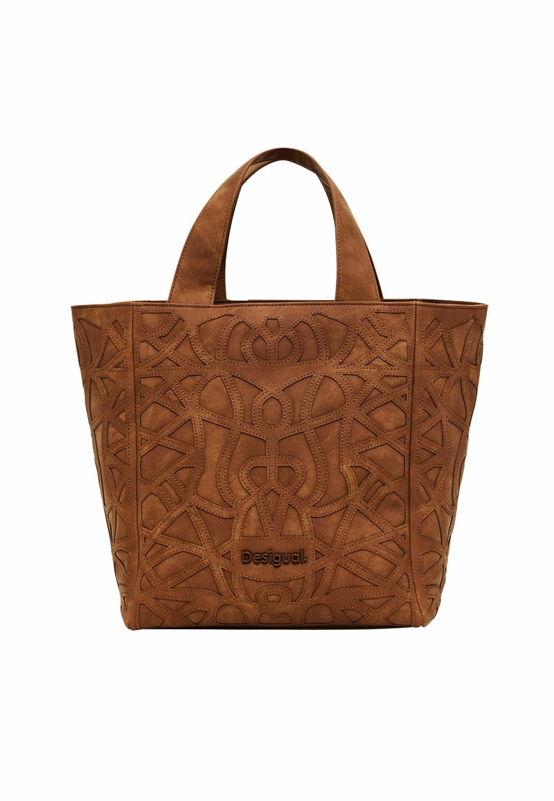 Borsa Donna DESIGNAL Marrone | Con Ricami Ed Effetto Patch | Manico Corto E Tracolla Regolabile