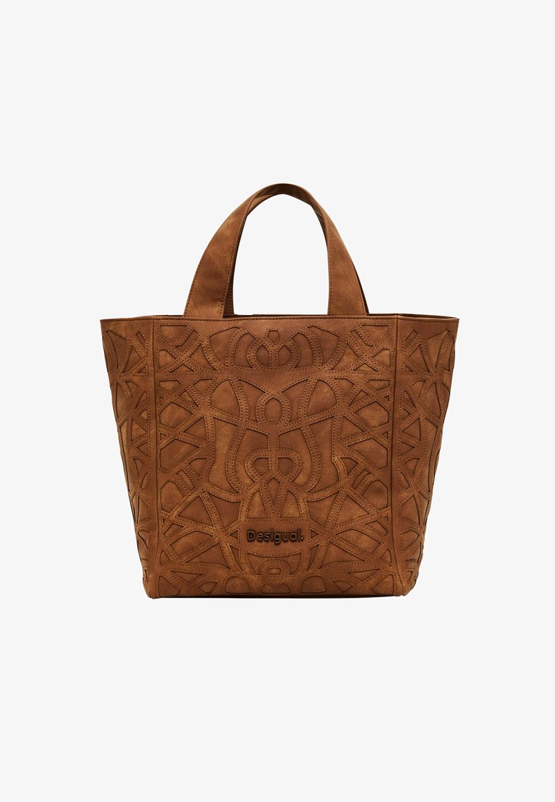 Borsa Donna DESIGNAL Marrone | Con Ricami Ed Effetto Patch | Manico Corto E Tracolla Regolabile