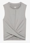 HIGH NECK SLEEVELESS TOP WITH WRAP FRONT - Top - mottled light grey
