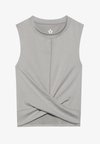 HIGH NECK SLEEVELESS TOP WITH WRAP FRONT - Viršus - mottled light grey