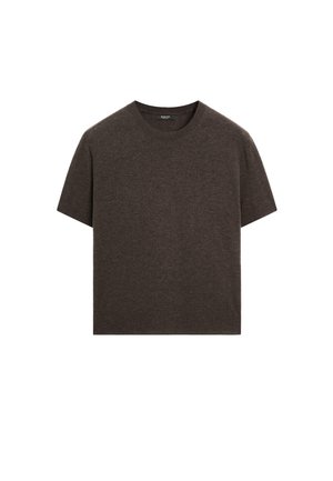 Massimo Dutti SHORT-SLEEVE  - T-Shirt basic - mottled dark brown