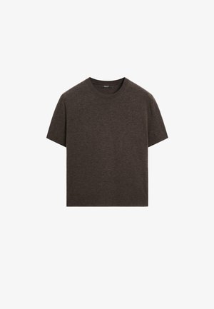 Massimo Dutti SHORT-SLEEVE - Striktrøje - mottled dark brown