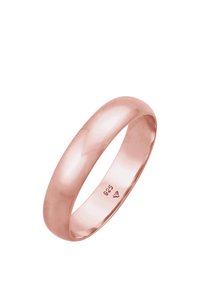 Bague en or rose, anneau lisse et arrondi avec une finition polie. Intérieur marqué "925" indiquant une teneur en argent sterling.