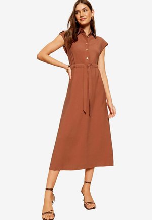 SHORT SLEEVE BUTTON DETAIL UTILITY - Marškininė suknelė - rust red