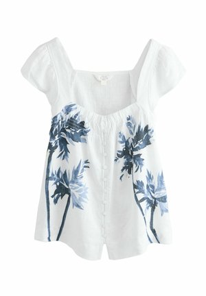 REGULAR FIT-FLUTTER SLEEVE BUTTON FRONT - Pluus - white/blue palm print
