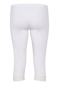 Witte capri-legging met een elastische tailleband en kantafwerking aan de onderkant. Gemaakt van zachte, rekbare stof voor comfort.