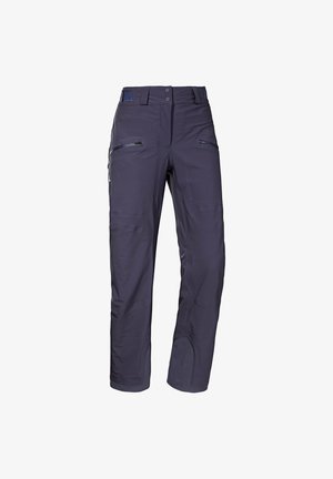 Marinewasserfeste Hose aus strapazierfähigem Gewebe, mit flachem Bund, zwei vorderen Reißverschlusstaschen und vorgeformten Knien für Beweglichkeit.