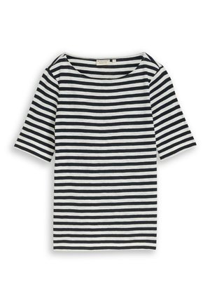 TOM TAILOR, TOM TAILOR T-SHIRT T-SHIRT MIT STREIFENMUSTER - Camiseta estampada - navy offwhite stripe