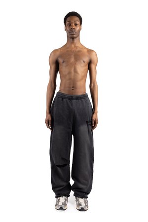 KNEE SLIT JOGGER - Tracksuit bottoms - black