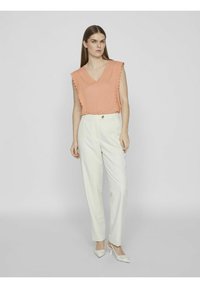 VILA V-AUSSCHNITT - Camiseta estampada - shell coral