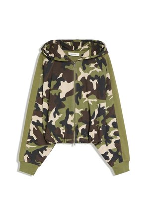 Bershka, LONG SLEEVE HOODED JACKET - Sweat zippé - khaki
