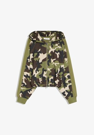 Bershka, LONG SLEEVE HOODED JACKET - Sweat zippé - khaki