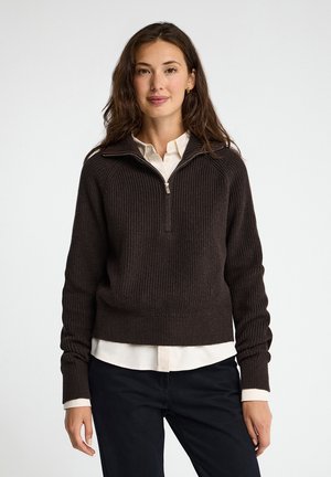 Polo Club, PULLOVER WOMAN LONDON LONG SLEEVE LOOSE FIT - Jersey de punto - dark chocolate vigore