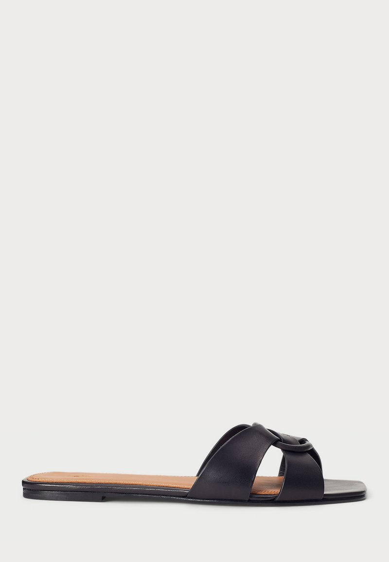 Polo Ralph Lauren LEATHER O-RING SANDAL - Natikači - black