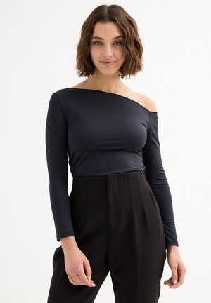 INSIDE, CUELLO DRAPEADO - Camiseta de manga larga - black