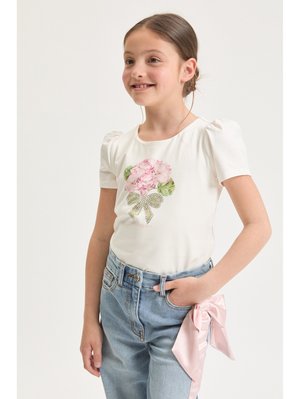 Monnalisa Print T-shirt - panna