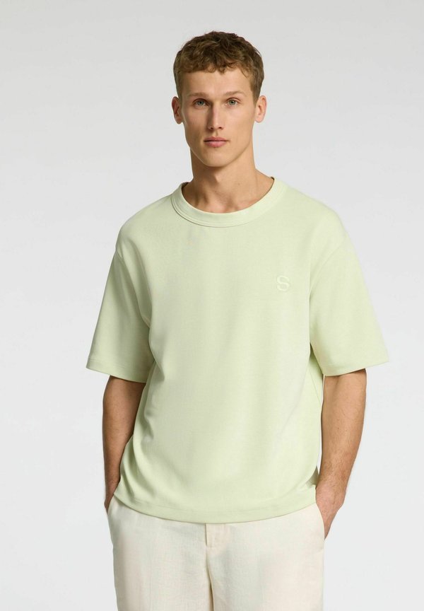 SLHRELAXCHESTER SS BINDING O NECK  - T-Shirt basic - almost aqua