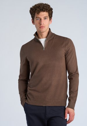 Lindbergh, ECOVERO HALF ZIP - Maglione - dk beige