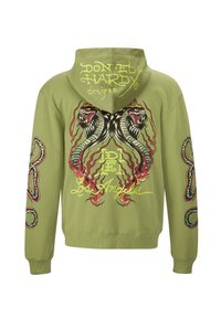 Ed Hardy DOUBLE  HOODY  - Mikina na zip - mosstone