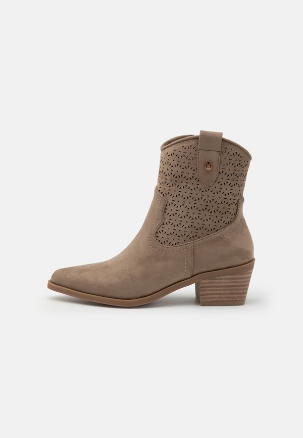 Cowboy/biker ankle boot - taupe