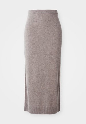 JUPE LONGUE AJUSTEE DETAIL COTES - Maxinederdele - taupe