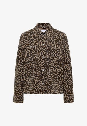 Cecil, DENIM OVERSHIRT WITH LEOPARD PRINT - Denim jacket - creamy mocha