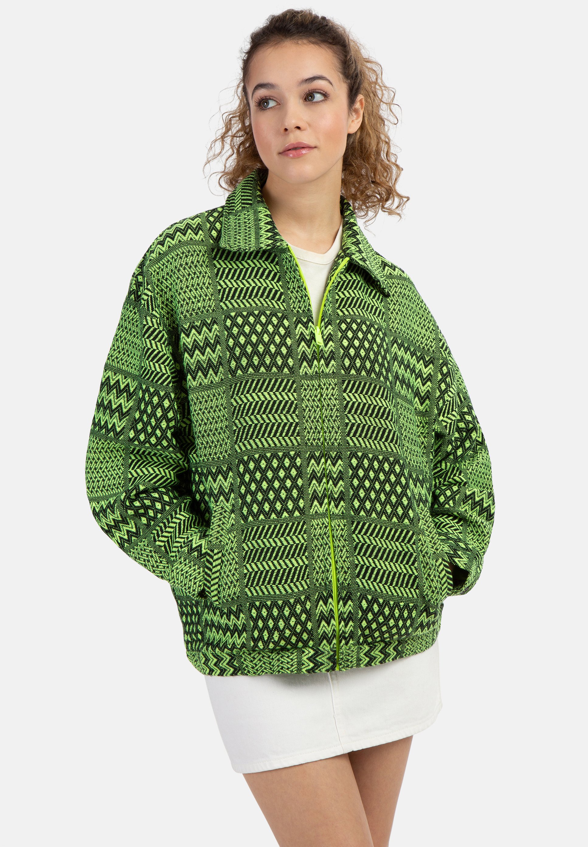 myMo Strickjacke neon grün schwarz/grün