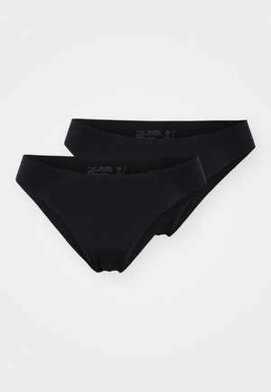 Zwarte slipset van twee met soepel stof, lage taille, elastische tailleband en naadloze randen voor comfort en minimale zichtbaarheid.