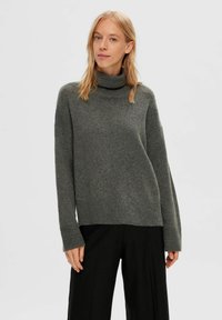 Selected Femme Strikkegenser - medium grey melange