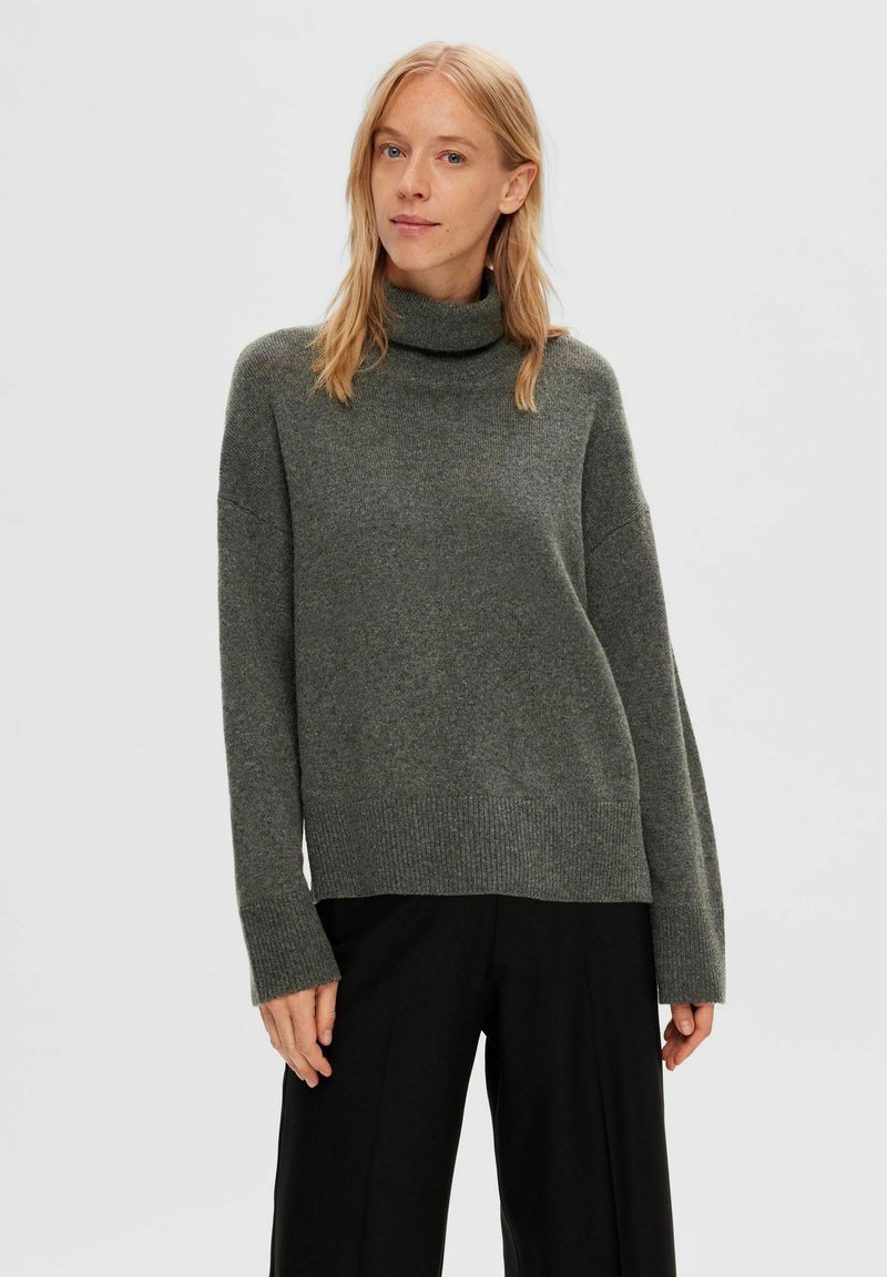 Selected Femme Strikkegenser - medium grey melange