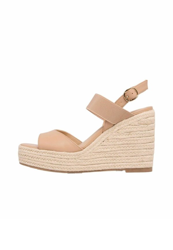 REGULAR FIT MID ELASTIC SQUARE TOE BUCKLE - High Heel Sandalette - nude