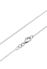 Silberne Kettenhalskette mit verbundenen runden und ovalen Formen, ausgestattet mit einem Karabinerverschluss, gekennzeichnet mit "925" für Sterlingsilber.