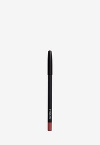 Lip liner with a black matte barrel, tapered tip, and red-brown colored end. Features brand name “GOSH” printed in white text.