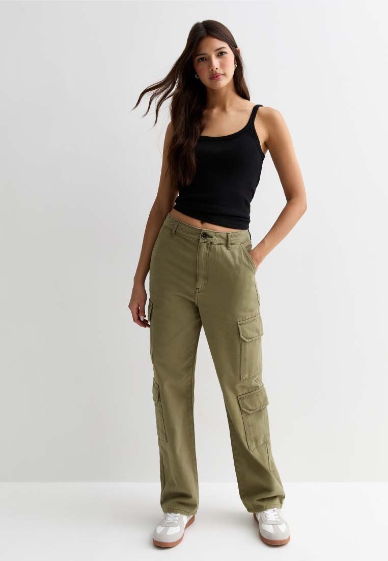 Jogger Mujer Vestir Pantalón Cargo Gap De Sarga Para Mujer Khaki