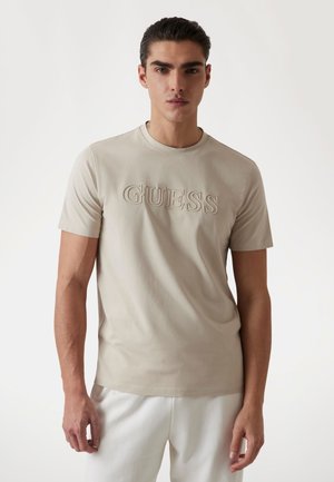 Guess MIT FRONTLOGO - T-shirt con stampa - beige