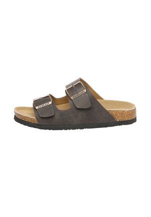 TWIN BUCKLE - Pantolette flach - brown oiled leather