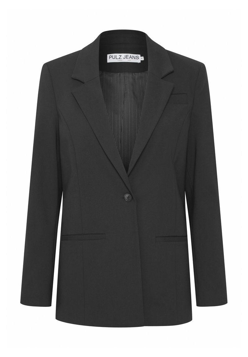 PULZ Halflange jas zwart denim/blackdenim