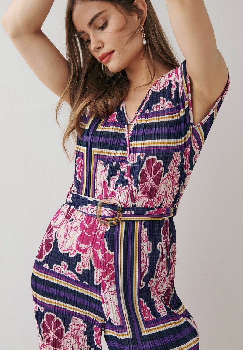 Next SHORT SLEEVE Jumpsuit navy blue pink printed/blau Zalando.de