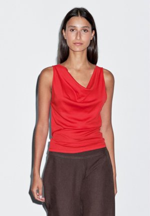 Massimo Dutti DRAPED NECKLINE - Top - red